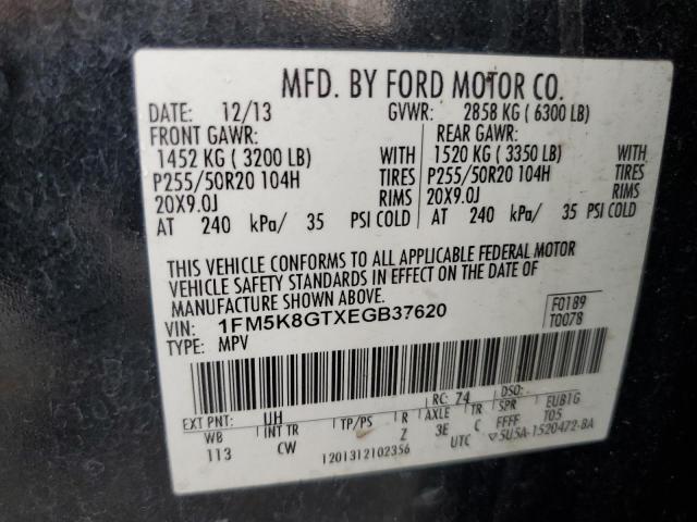 1FM5K8GTXEGB37620 - 2014 FORD EXPLORER SPORT BLACK photo 13