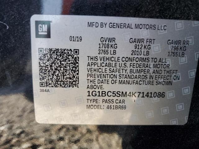 1G1BC5SM4K7141086 - 2019 CHEVROLET CRUZE LS BLACK photo 12