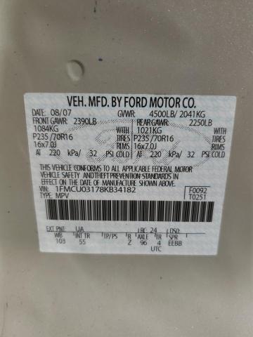 1FMCU03178KB34182 - 2008 FORD ESCAPE XLT BEIGE photo 13
