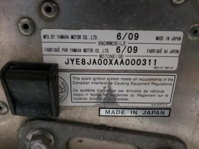 JYE8JA00XAA000311 - 2010 YAMAHA VECTOR TWO TONE photo 10