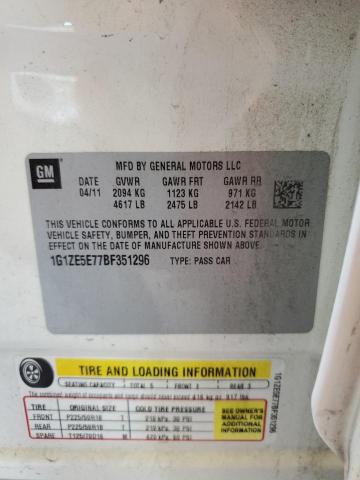 1G1ZE5E77BF351296 - 2011 CHEVROLET MALIBU LTZ 白色 照片 12