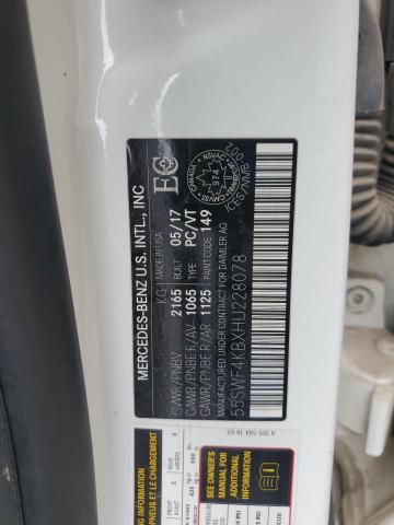 55SWF4KBXHU228078 - 2017 MERCEDES-BENZ C 300 4MATIC WHITE photo 12