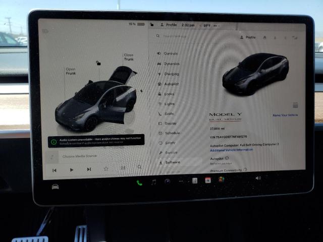7SAYGDEF7NF491276 - 2022 TESLA MODEL Y GRAY photo 9
