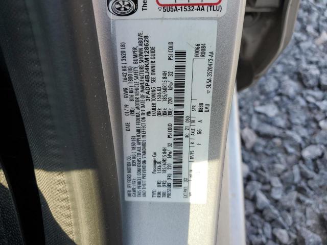 3FADP4BJ4KM128628 - 2019 FORD FIESTA SE ვერცხლისფერი ფოტო 12