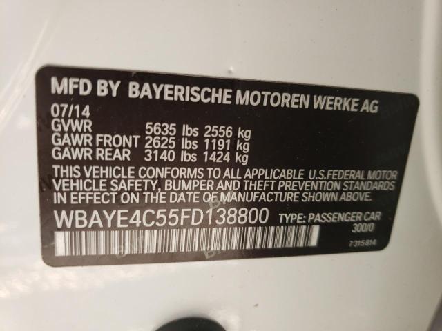 WBAYE4C55FD138800 - 2015 BMW 740 LI WHITE photo 12
