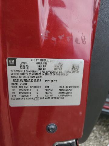 5GZLVVED4AJ210392 - 2010 SATURN OUTLOOK XR BURGUNDY photo 12