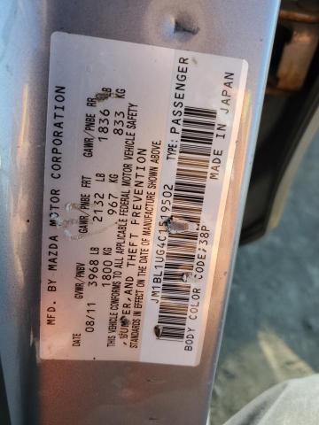 JM1BL1UG4C1519502 - 2012 MAZDA 3 I SILVER photo 12