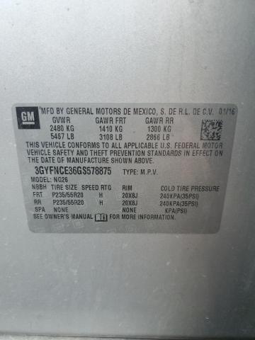 3GYFNCE36GS578875 - 2016 CADILLAC SRX PERFORMANCE COLLECTION SILVER photo 13