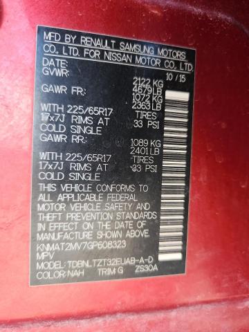 KNMAT2MV7GP608323 - 2016 NISSAN ROGUE S RED photo 13