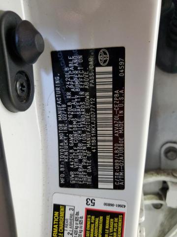 4T1B61HKXJU077712 - 2018 TOYOTA CAMRY XSE Ақ фото 13