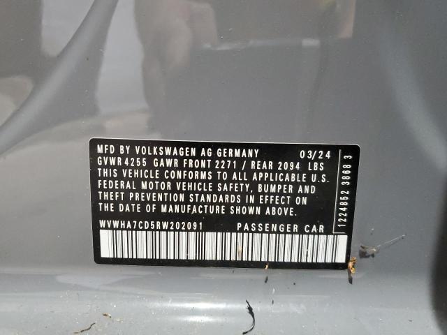 WVWHA7CD5RW202091 - 2024 VOLKSWAGEN GTI S 灰色 照片 12