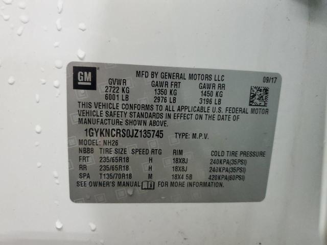 1GYKNCRS0JZ135745 - 2018 CADILLAC XT5 LUXURY WHITE photo 14