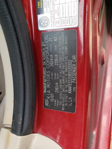 KNAFE122085533302 - 2008 KIA SPECTRA EX RED photo 12