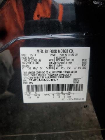 2FMPK4J8XJBC10377 - 2018 FORD EDGE SEL შავი ფოტო 12