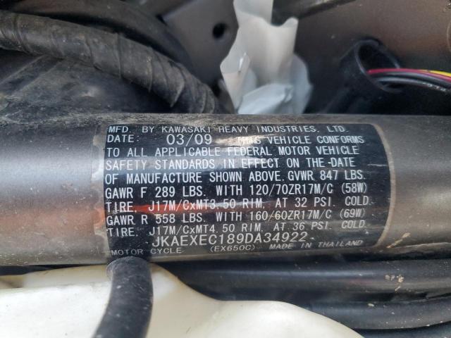 JKAEXEC189DA34922 - 2009 KAWASAKI EX650 C 黑色 照片 10