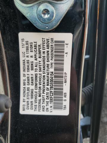 19XFC2F78GE004154 - 2016 HONDA CIVIC EX 黑色 照片 12