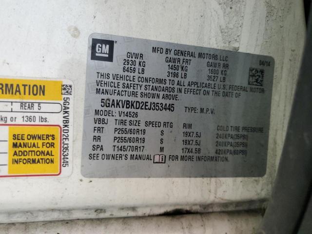5GAKVBKD2EJ353445 - 2014 BUICK ENCLAVE WHITE photo 13