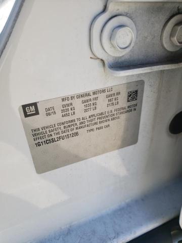 1G11C5SL2FU151206 - 2015 CHEVROLET MALIBU 1LT WHITE photo 12