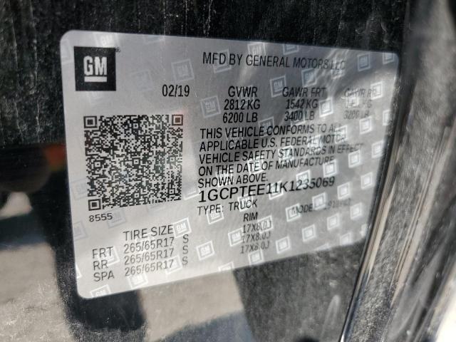 1GCPTEE11K1235069 - 2019 CHEVROLET COLORADO ZR2 BLACK photo 12