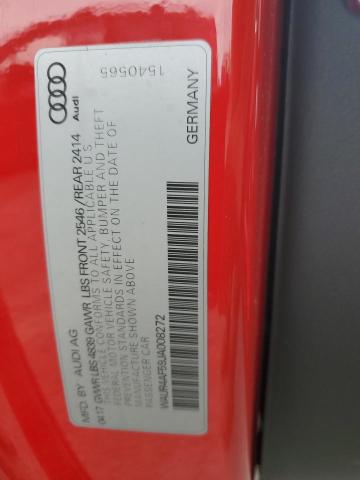 WAUR4AF59JA008272 - 2018 AUDI S5 PRESTIGE 红色 照片 12