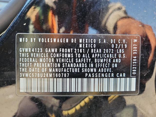 3VWC57BU2KM160787 - 2019 VOLKSWAGEN JETTA S შავი ფოტო 12