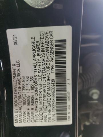 19XZE4F59NE002430 - 2022 HONDA INSIGHT EX BLACK photo 12