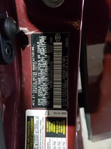 4T1BK1EBXDU012248 - 2013 TOYOTA AVALON BASE 栗色 照片 12