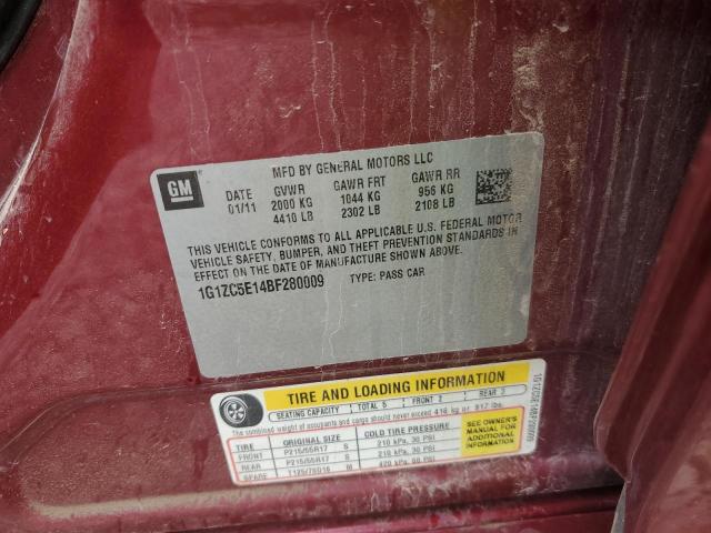 1G1ZC5E14BF280009 - 2011 CHEVROLET MALIBU 1LT BURGUNDY photo 13