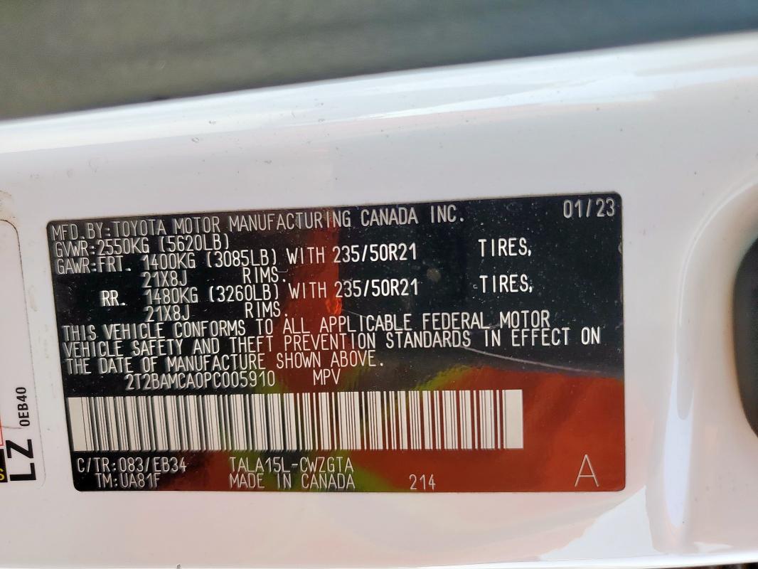 2T2BAMCA0PC005910 - 2023 LEXUS RX 350 BASE Ağ foto 13