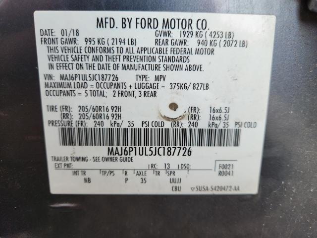 MAJ6P1UL5JC187726 - 2018 FORD ECOSPORT SE Gri fotoğraf 13