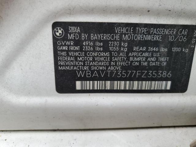 WBAVT73577FZ35386 - 2007 BMW 328 XIT WHITE photo 12