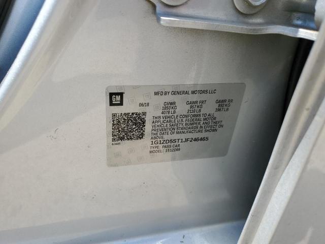 1G1ZD5ST1JF246465 - 2018 CHEVROLET MALIBU LT SILVER photo 12