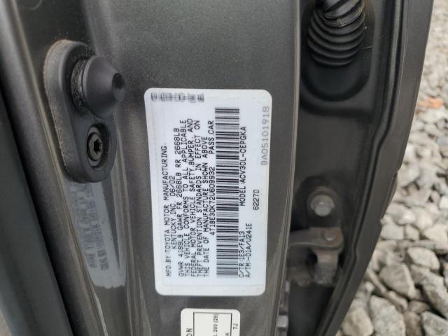 4T1BE30K72U609932 - 2002 TOYOTA CAMRY LE GRAY photo 12