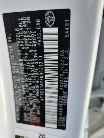 4T1G11AKXNU621310 - 2022 TOYOTA CAMRY SE WHITE photo 12