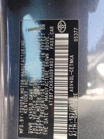 4T1BF3EK6AU091803 - 2010 TOYOTA CAMRY BASE 灰色 照片 12