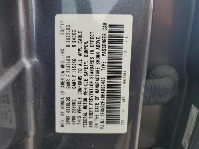 19UUB2F78HA007460 - 2017 ACURA TLX ADVANCE GRAY photo 12