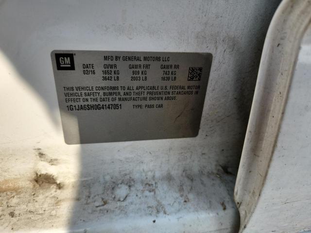 1G1JA6SH0G4147051 - 2016 CHEVROLET SONIC LS WHITE photo 12