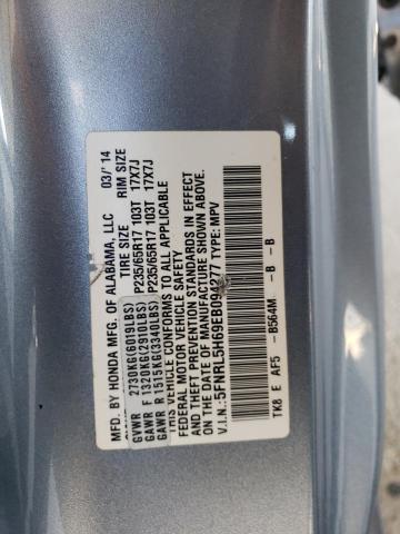 5FNRL5H69EB094277 - 2014 HONDA ODYSSEY EXL BLUE photo 13