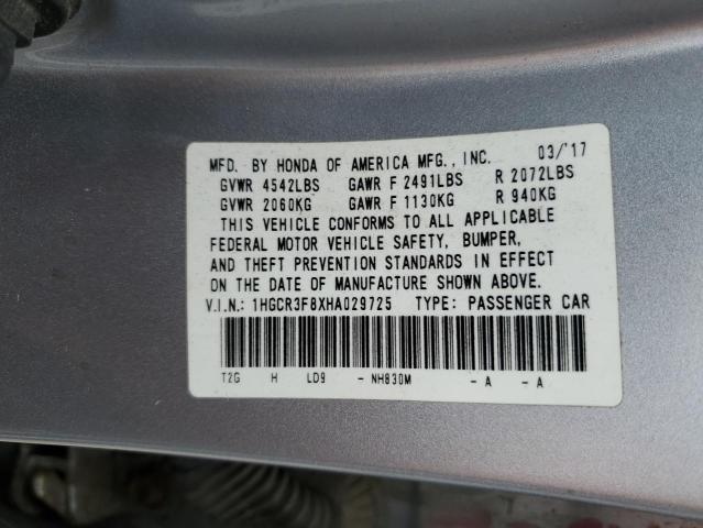 1HGCR3F8XHA029725 - 2017 HONDA ACCORD EXL SILVER photo 13