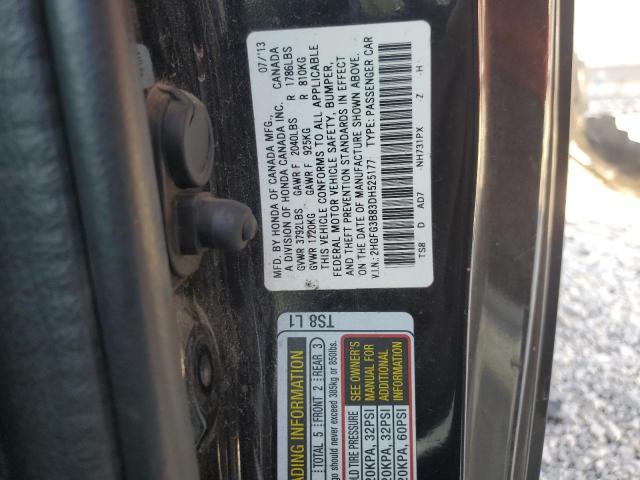 2HGFG3B83DH525177 - 2013 HONDA CIVIC EX BLACK photo 13