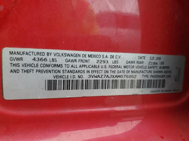 3VWAZ7AJXAM075052 - 2010 VOLKSWAGEN JETTA LIMITED RED photo 12