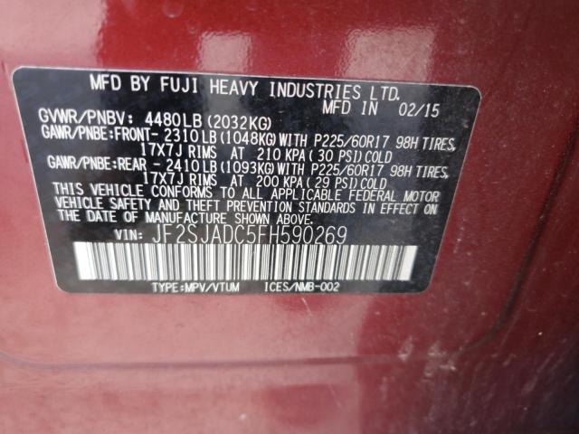 JF2SJADC5FH590269 - 2015 SUBARU FORESTER 2.5I PREMIUM BURGUNDY photo 13