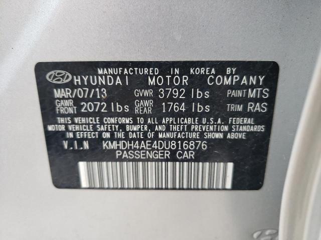 KMHDH4AE4DU816876 - 2013 HYUNDAI ELANTRA GLS SILVER photo 13