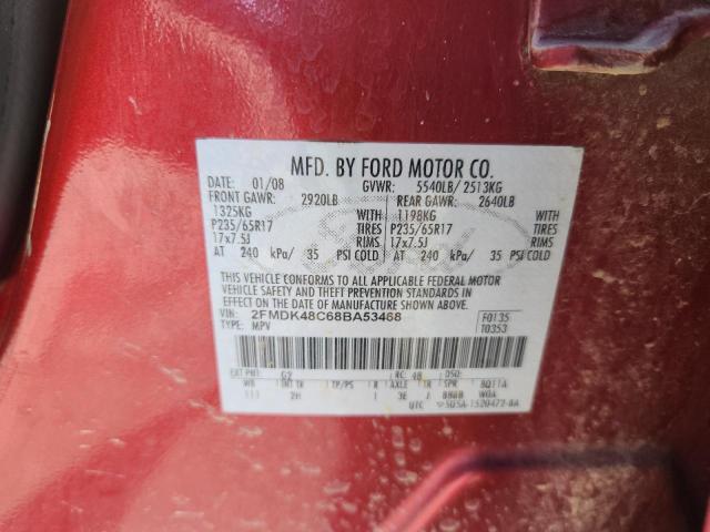 2FMDK48C68BA53468 - 2008 FORD EDGE SEL 红色 照片 14