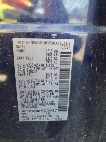 5N1DR2MN0HC902937 - 2017 NISSAN PATHFINDER S 蓝色 照片 13