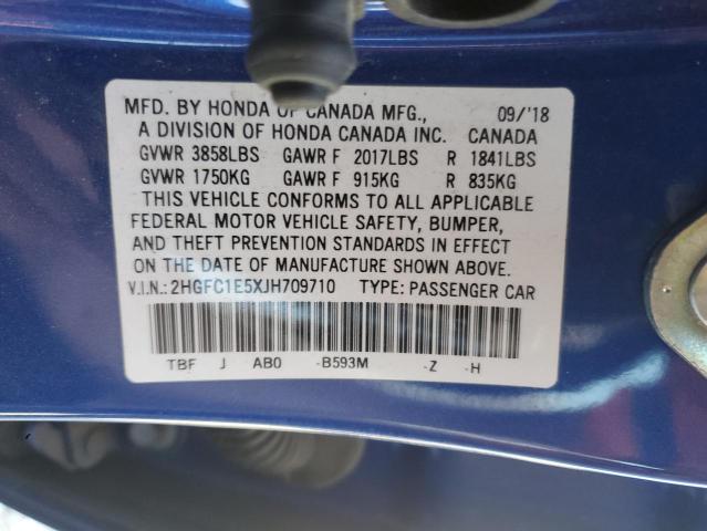 2HGFC1E5XJH709710 - 2018 HONDA CIVIC SI BLUE photo 12