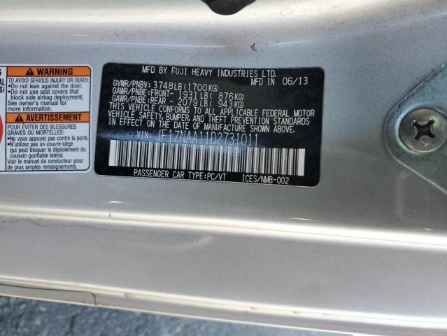 JF1ZNAA11D2731011 - 2013 TOYOTA SCION FR-S ვერცხლისფერი ფოტო 12