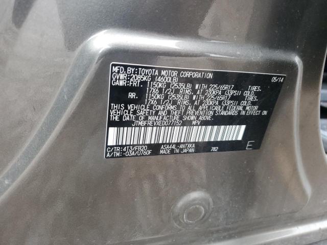 JTMBFREVXED077152 - 2014 TOYOTA RAV4 LE BROWN photo 12