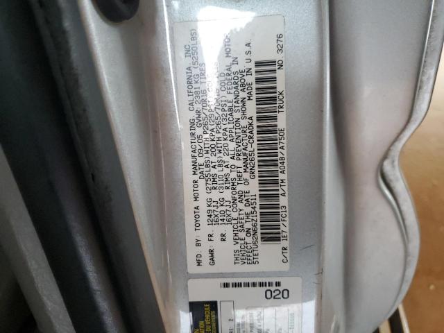 5TETU62N66Z154511 - 2006 TOYOTA TACOMA PRERUNNER ACCESS CAB SILVER photo 12