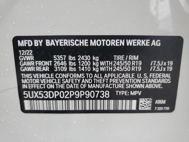 5UX53DP02P9P90738 - 2023 BMW X3 XDRIVE30I WHITE photo 14